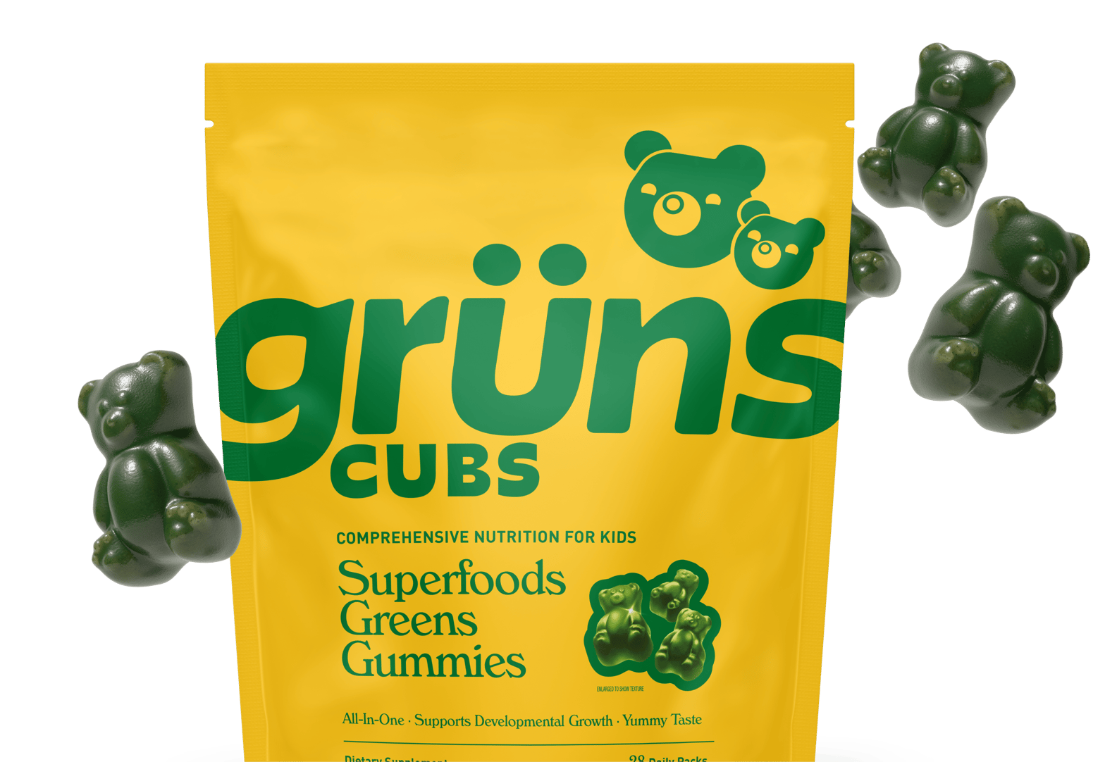 Grüns Cubs pouch with green gummy bears