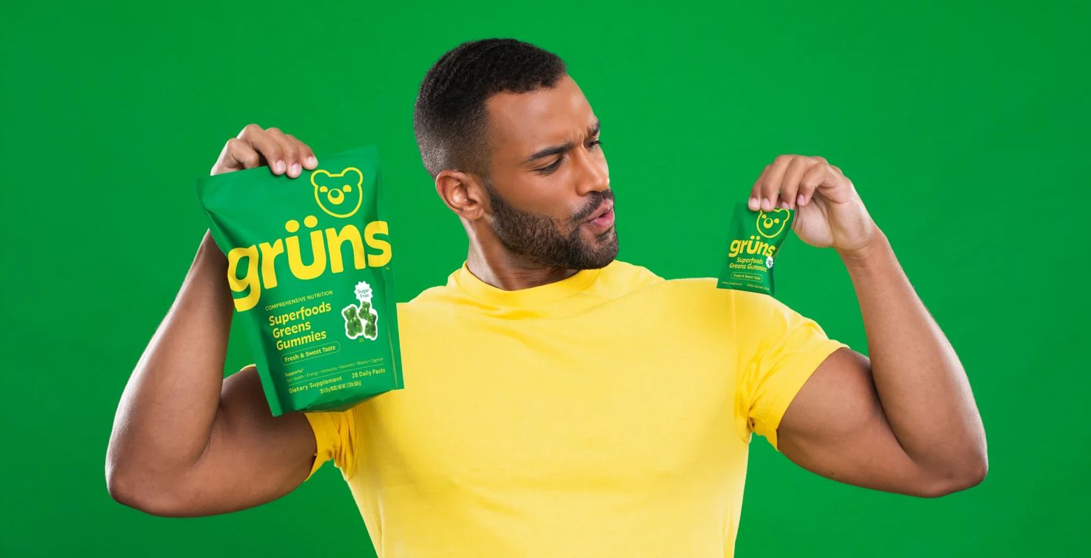 Man holding Grüns Daily Snack Pack